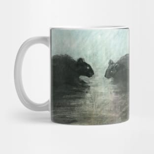 two rat silhouettes - pastel painting Mug